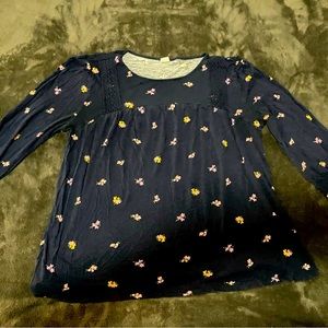 Blue Cotton Flowy Floral Top